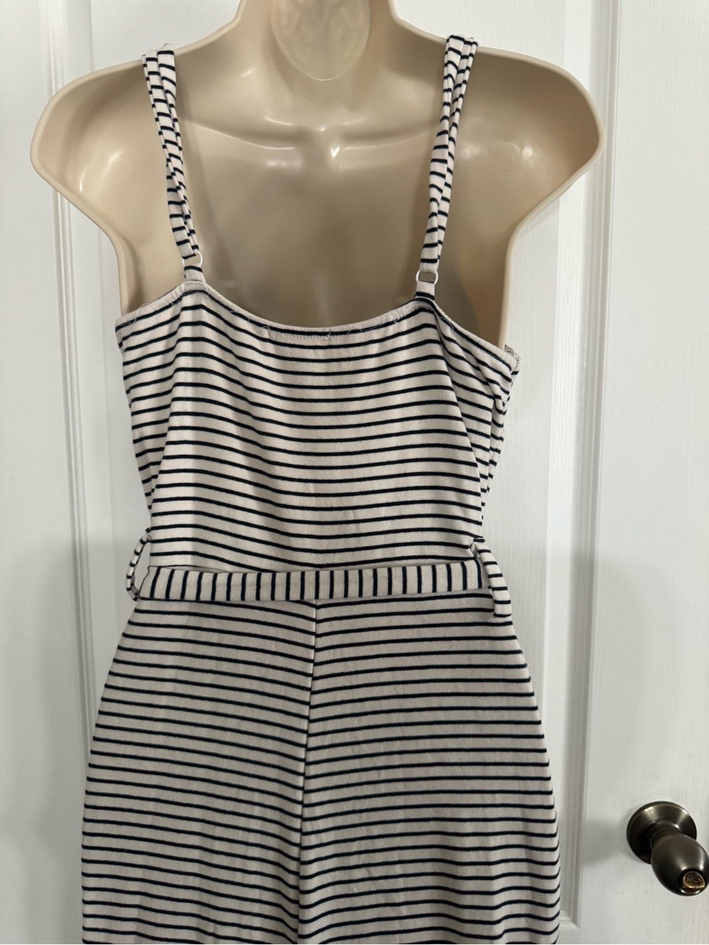 Monteau Black & White Striped Tie-Waist Wide-Leg Jumpsuit - Picture 3 of 5